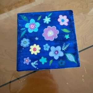 Hand-Painted Floral Blue Box